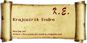 Krajcsirik Endre névjegykártya